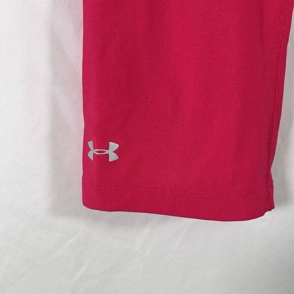 Under Armour Leggings Capri Women's Medium Pink Pull On Mid Rise Heat Gear - Picture 2 of 7